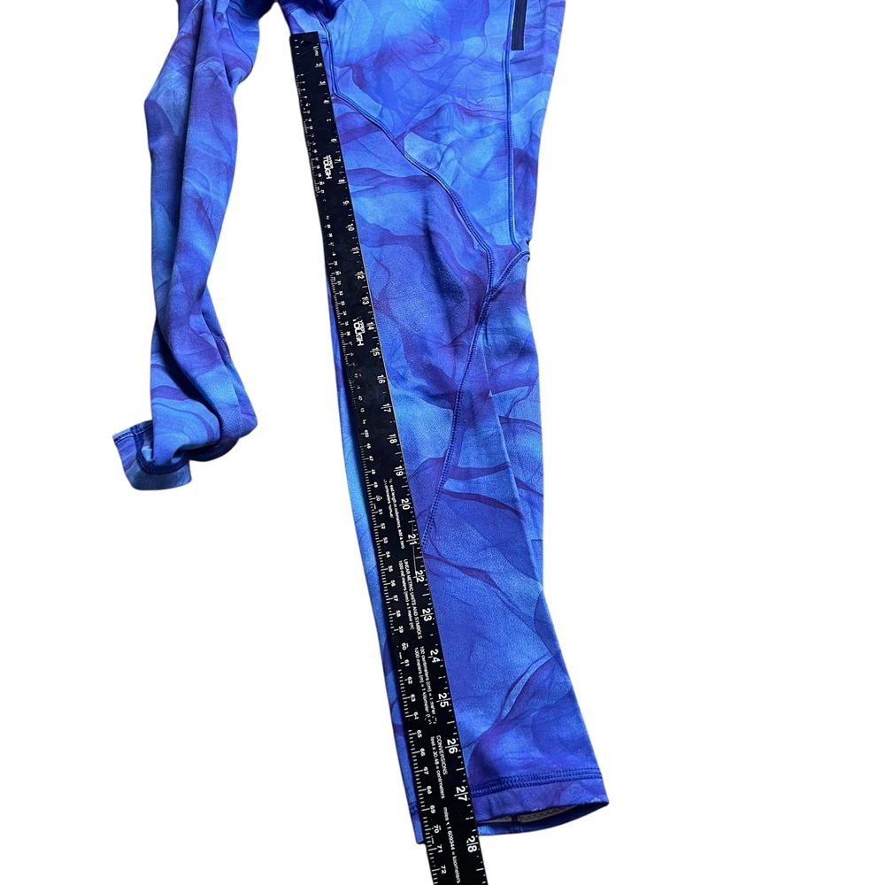 Lululemon Blue Purple Abstract Marble Print High Rise Leggings Zipper Pockets 28 - Picture 5 of 7